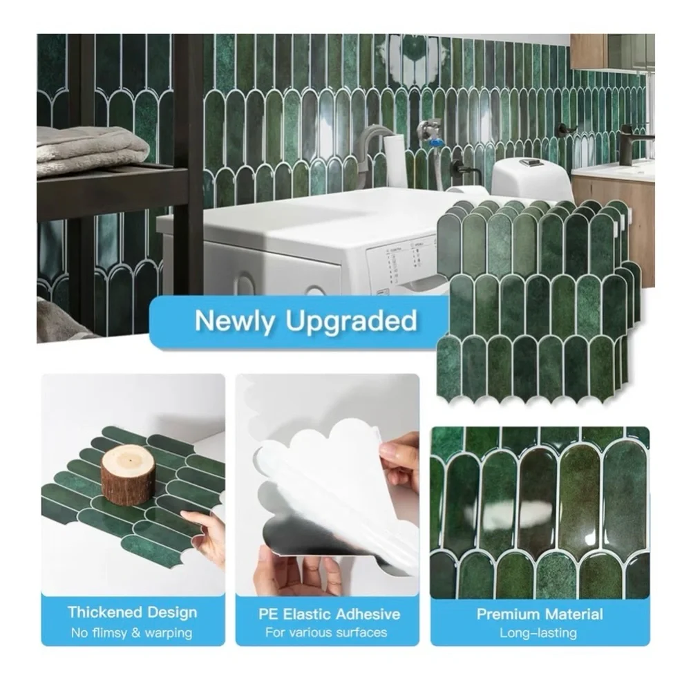 Green Peel and Stick Wall Tiles - 10 Pack